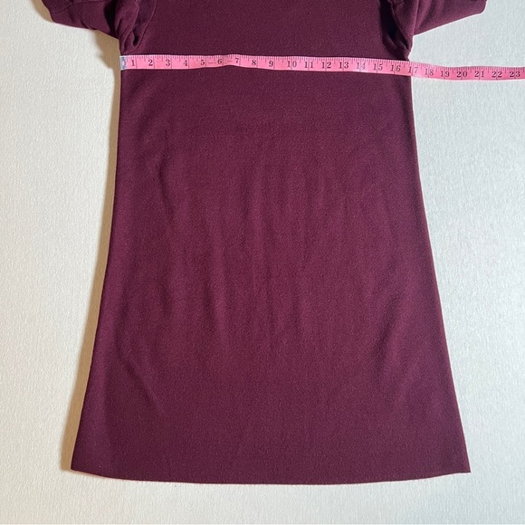 Anthropologie Moth Chester Dress w/ Bell Flare Sleeves in Red Plum Purple, Small - Picture 4 of 9